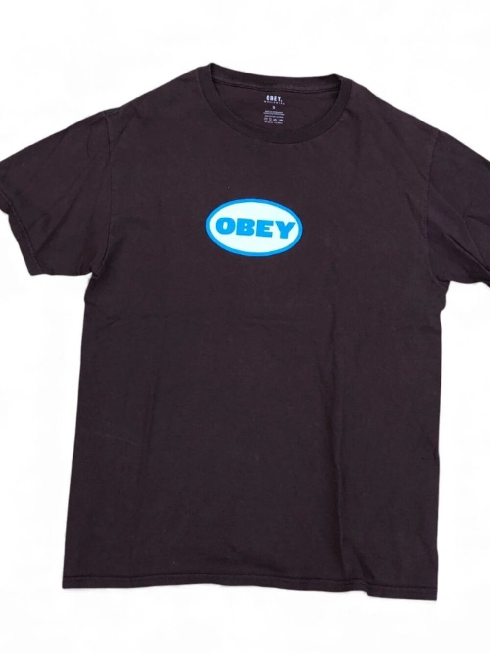 OBEY WORLDWIDE T Shirt Men's SMALL Brown Short Sleeve Crew Top